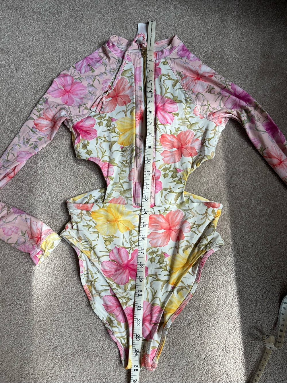 LoveShackFancy x Hurley Hibiscus Long Sleeve Surf Swimsuit Sz S Rash Guard SPF - Picture 11 of 11